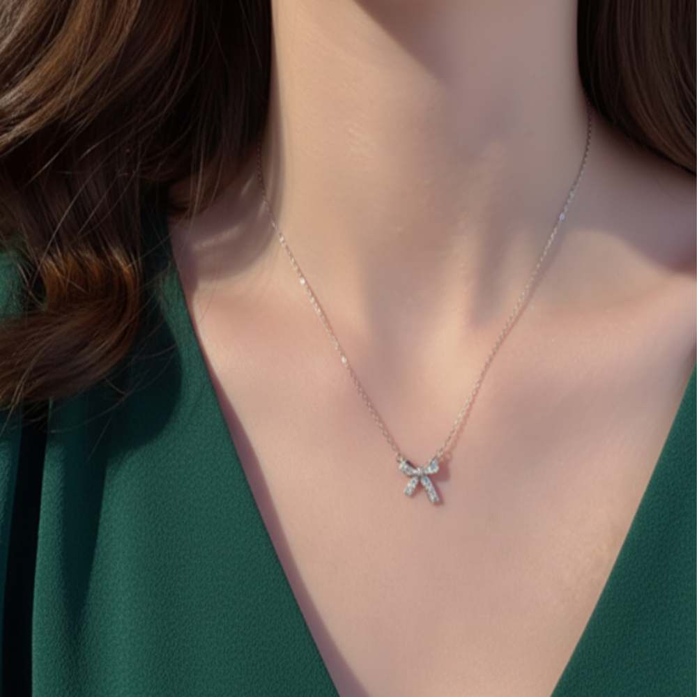 The Dainty Sparkle Bow Necklace