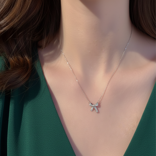 The Dainty Sparkle Bow Necklace