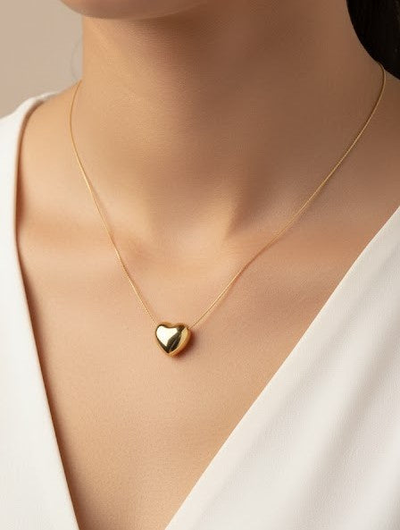 Gold-Tone Bow Earrings & Heart Necklace Gift Set